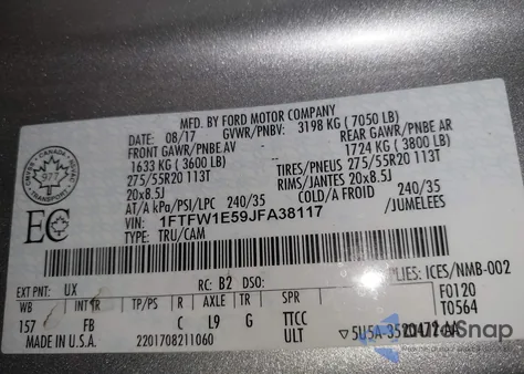 2018 Ford F150 Supercrew z USA, uszkodzony, nr VIN 1FTFW1E59JFA38117